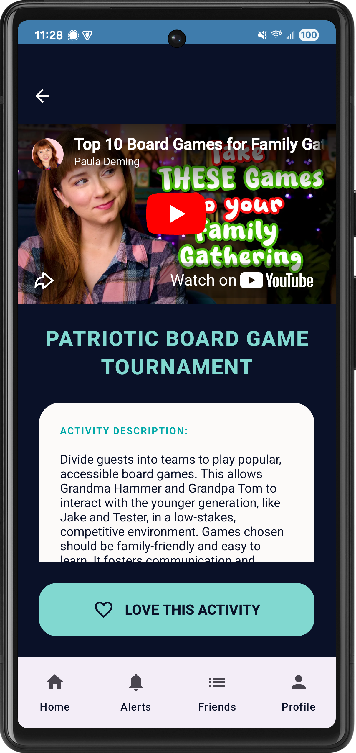Activity Details with Embedded Media