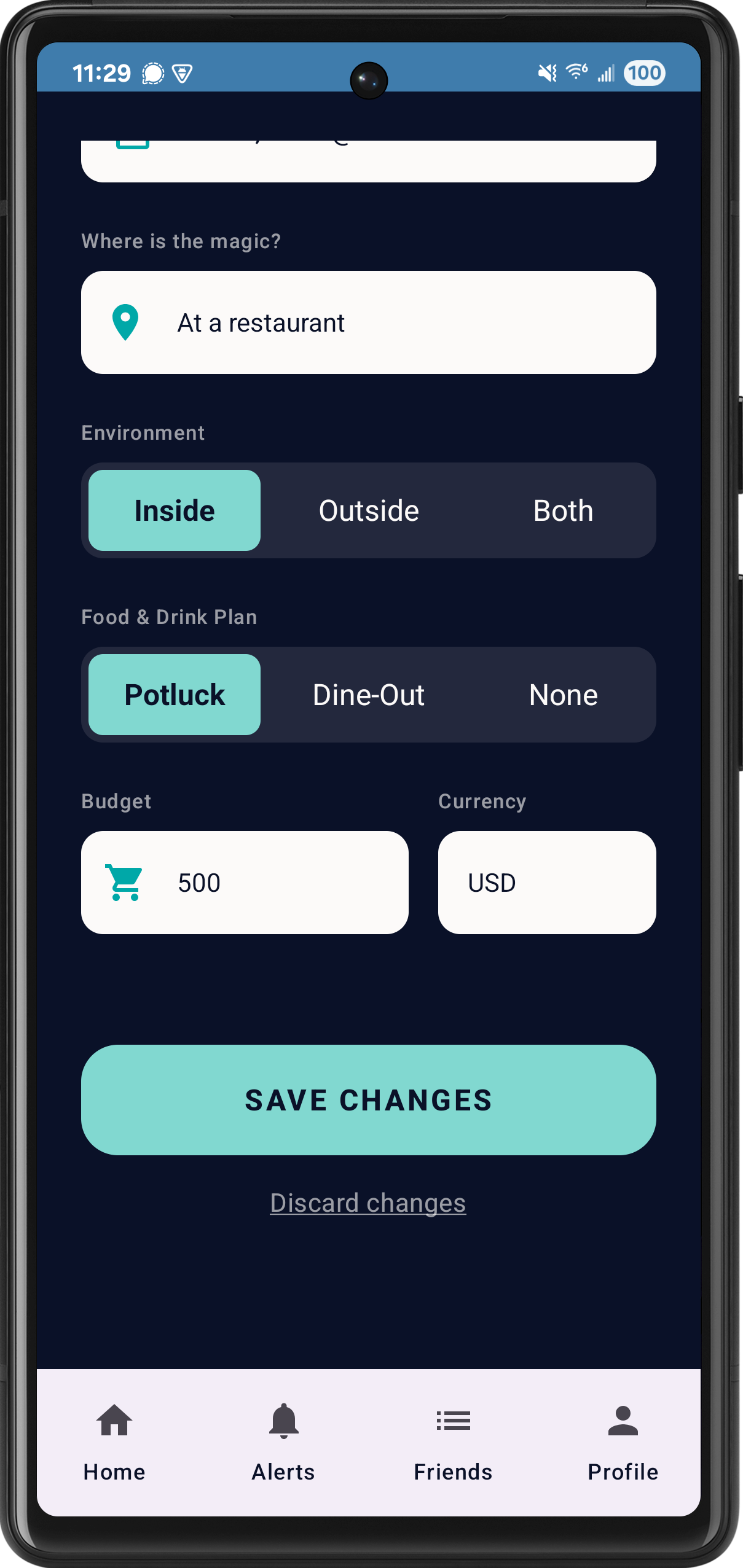 Event Configuration and Constraints